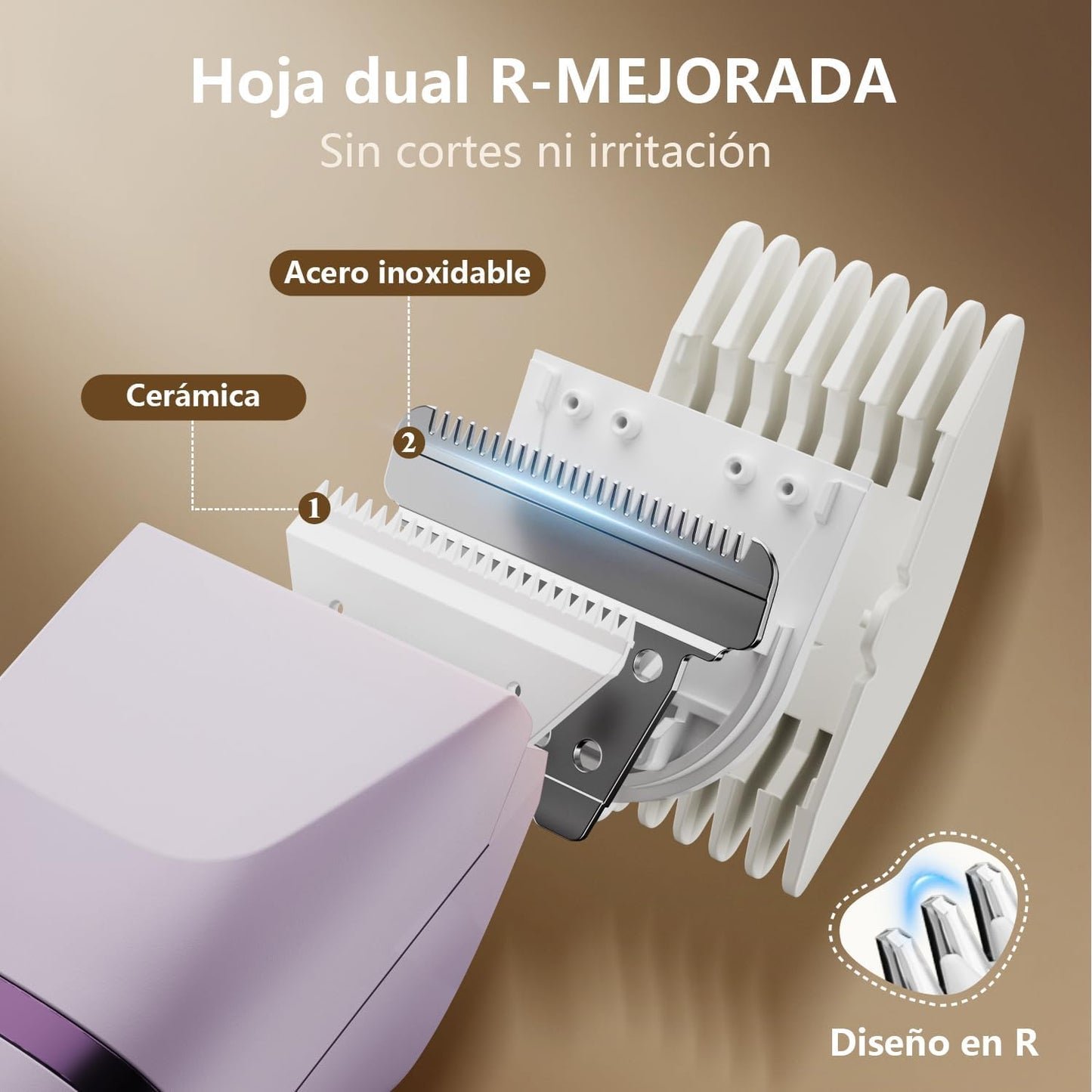 Afeitadora Electrica Mujer IPX7 Impermeable - Rasuradora Mujer Zona Intima (Cara, Braces y Cuerpo), Maquinilla Afeitar con 4 Peines de Precisión, Pantalla LED, Recarga USB, Regalos Aniversario
